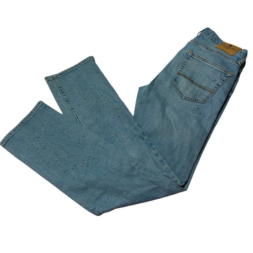 Abercrombie Kids Slim Straight Leg Splattered Blue Jeans Size 15/16 Preowned